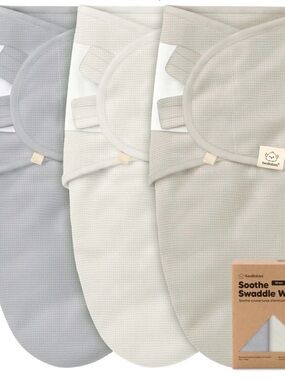 Keababies - 3-Pack Soothe (Wren) Swaddle Wraps - Granite - 0-3M